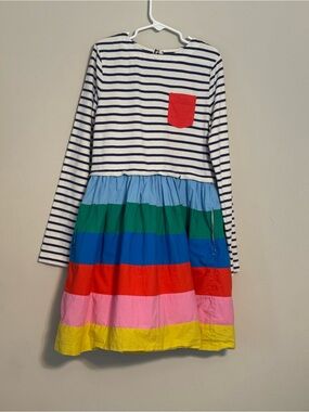 Mini Boden Navy Stripe Top with Multicolor Tiered Skirt Sz 9-10Y